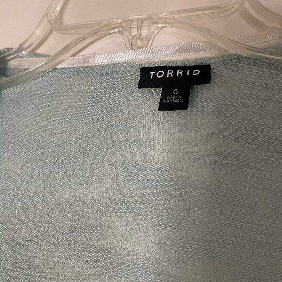 Torrid Mint Green open front drape lightweight cardigan sweater Plus Size 0 - Picture 3 of 5